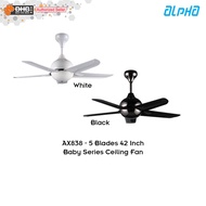 Alpha AX838/42-5B Baby Series Ceiling Fan 42 Inch 5 Blades 5 Speeds AC Motor (Black / White)