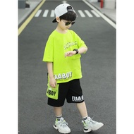 jqk 2-Piece Set Boys' Short-Sleeved T-Shirt + Pants Screen-Printed On The Back Model KK011
