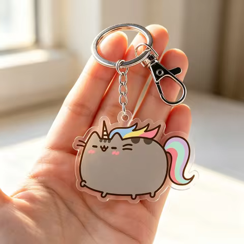 Pusheen Keychain Cartoon Cat Keyring Kawaii Pusheen Backpack Hanging Keyring Pendant Charms Pendant 