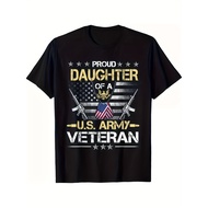 Proud Daughter/ of a U.S. Army Veteran T-Shirt - Heavyweight 220GSM Cotton Family Pride Graphic Tee,