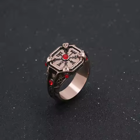 Game God of War Ragnarok Kratos Ring Stone Mason Adjustable Finger Rings for Women Men Cosplay Jewel