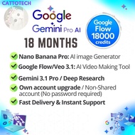 18 Months Google AI Gemini Pro 3.1 | Own Email Upgrade | Google Flow AI 18000 credits AI Video Gener
