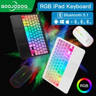 RGB Rainbow Backlit Wireless Bluetooth Keyboard with Touchpad and Mouse, Mini Wireless Keyboard for IOS Android Windows