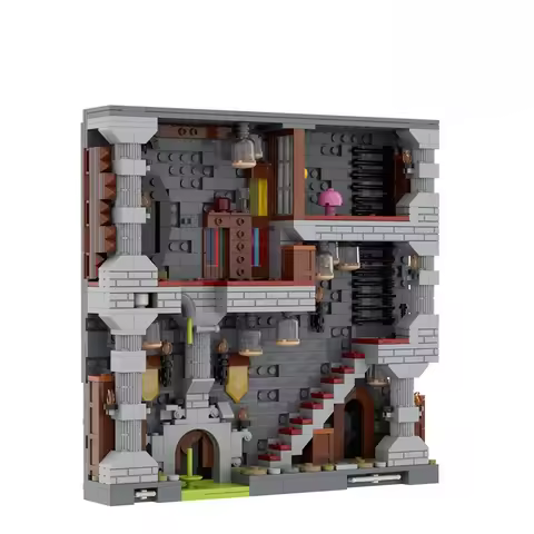 MOC Fantasy Castle Building Blocks Set - Medieval Dungeon Bricks, DIY Dragon Lair Model Kit Gift for
