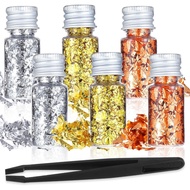Lwuey Edible Gold Leaf Flakes - Edible Gilding Foil for Cake Toppers, Drinks, Chocolates, Desserts &