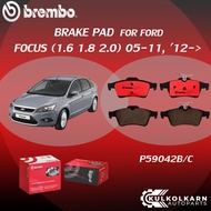 "ผ้าเบรคหลัง BREMBO FORD FOCUS เครื่อง (1.6 1.8 2.0) ปี05-11 12-> (R)P59 042B/C"