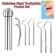 MOCHO 3/7pcs Fresh Breath Dental Flosser, Reusable Tartar Removal Tool Toothpicks Pocket Set, Easy T