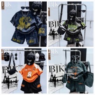 High-quality stone-washed 4-way cotton boys' clothing set from BJK brand, large sizes from 40kg to 9