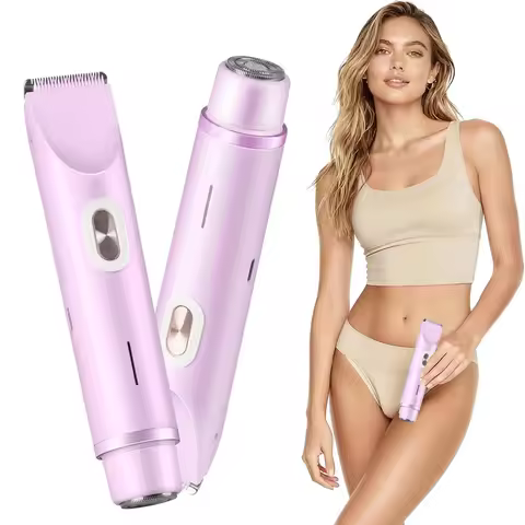 Electric Shaver Dual Head Bikini Trimmer Waterproof Body Hair Trimmer Facial Hair Remover for Women
