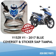 Yamaha Original Y15ZR V1 Body Cover with Graphic / Coverset siap tampal Stripe 2017 Blue Biru Silver