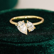 Two Stone Toi et Moi Pear Moissanite Ring 1.5ct in S925 Sterling Silver with GRA Certificate