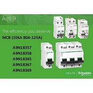SCHNEIDER MCB Acti9 C120N 10kA 1pole 3poles 80A 100A 125A A9N18357 A9N18358 A9N18365 A9N18367 A9N183