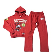 Broken Planet Christmas Red Foam Print Fleece Hooded Sweatshirt & Sweatpants Set