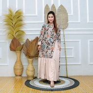 BATIK NAFIS - JUAL BAJU BATIK KOMBINASI POLOS SATIN VELVET MODEL BAJU GAMIS MASAKINI