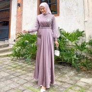 Gamis Adeva Dress Brokat Kombinasi Fashion Muslim Wanita Gamis