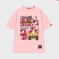 Áo thun Gấu dâu Lotso xe cẩu 1403 tay lỡ HY KOREA nam nữ cotton 75% form rộng