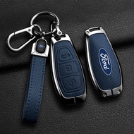 Zinc Alloy Goatskin Genuine Leather Car Key Case Cover Remote Fob Shell Protection Styling Holder Fo
