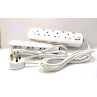 XMA 13A Trailing Extension Electric Power Socket w Neon Light 6 WAY/8WAY