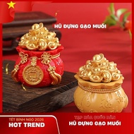 Golden salt jar for table decoration feng shui CNY 2026 brings good fortune - mini salt jar for tabl