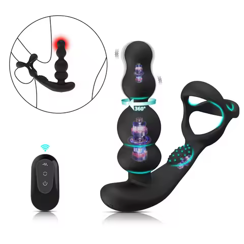 Anal Vibrator Male Prostate Massager Rotating Anal Beads Cock Ring Wireless Control Vibrating Butt P