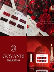 Set sơn gel 6 màu tone ĐỎ cherry Noel đỏ Tết GOVANDI mã G08 chai sơn 15ml tặng kèm bảng màu