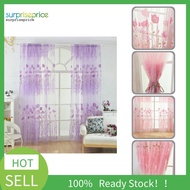 SPA Polyester Window Treatment Flower Pattern Rod Pocket Sheer Curtain Panel Decorative for Home