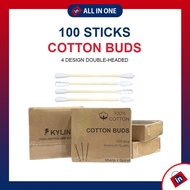 【𝗕𝟭𝗙𝟭】100pcs Multi-Shape Cotton Swabs Cotton Bud Beauty Make Up, Baby, Pet Wooden Bud Kapas棉花棒耳朵