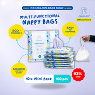 (100 Pieces) Travel Mini Bundles Pikalula Nappy Bags Odour Neutralising Disposable Bag Biodegradable