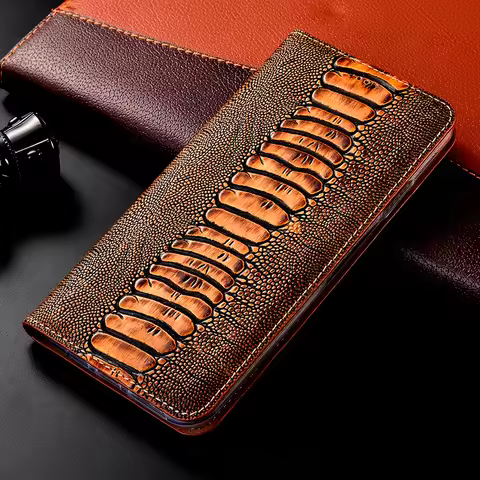 Ostrich Foot Genuine Leather Flip Phone Case Suitable For Asus Rog Phone 9 8 7 5s 6 6D Ultimate Pro 