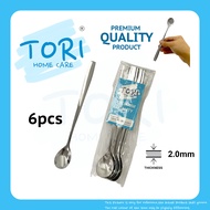 TORI HOME Stainless Steel Beverage Spoon 2.0mm extra thick 6pcs | Ice Spoon | Sudu Ais Panjang Besi 