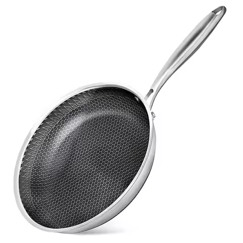 Nonstick Frying Pan, Stainless Steel 11Inch Frying Pan, 316 Stainless Steel Pan with Honeycomb Coati