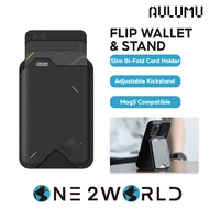 AULUMU G02 MagS Flip Wallet & Stand - Slim Bi-Fold Card Holder with ID Window, Vertical & Horizontal