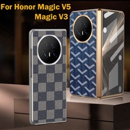 MagicV5 Casing Case For Honor Magic V5 Magic V3 Magic V2 Magic V Electroplating Retro Checkered Patt