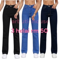 Combo 3 helai rm 50 women's strightcut high quality jeans kain denim stretchable dgn premium quality