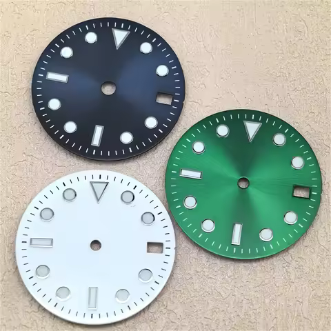28.5mm NH35A Watch Dial Green Luminous Enamel Sunburst Watch Faces for NH35 NH36 4R35 4R36 Movement