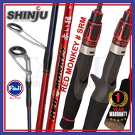 1-year warranty (6'0ft-6'3ft) Shinju Red Monkey Fishing Rod Spinning Casting (Butt Joint)Joran Panci