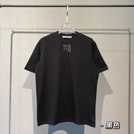 alexander/wang อเล็กซานเดอร์/หวังว่าเสื้อยืดแบบหลวมพิมพ์ลายโฟมคอกลมผู้หญิงผ้าฝ้ายแท้สำหรับฤดูร้อน