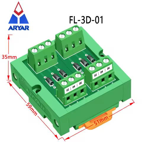 6 Channel diode module DIN Rail Mount 1 Amp 1000V Common Anode 6 Diode Network Module, 1N4007 diode.