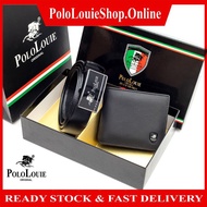 [Gift Box] Original Polo Louie Men's Elegant Gift Set Genuine Cow Leather Bifold Wallet Auto Gear Bu
