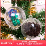 ISHOWMAL❤️ Christmas Ball Party Decors Plastic Clear Flat Bauble Photo DIY Ornament Supply❤️