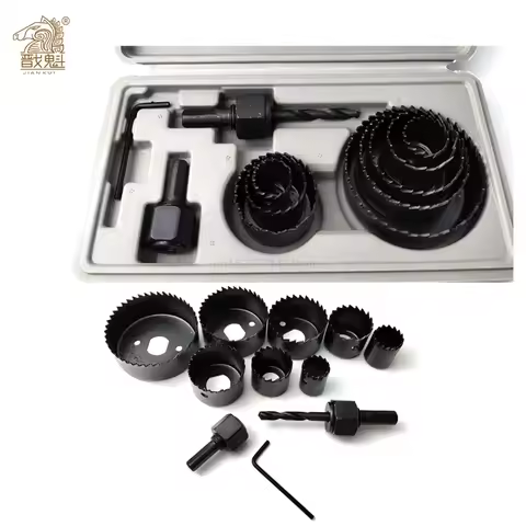 3-16pcs woodworking hole saw set drill bit carbon steel 19-127mm hole cutter set for plasterboard ce
