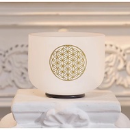 Hye-eun 8 Inch 528hz C Note Life Flower Design Quartz Crystal Singing Bowl for Healing
