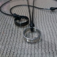 TALI HITAM- Kalung tali liontin terbaru-kalung tali bonus cincin double atau kembar silver-kalung hi