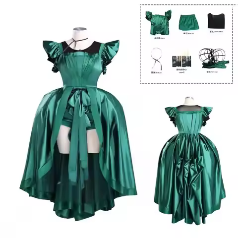 Agnes Cosplay Costume Wednesday's #1 Fan Obsessive Invisible Girl Gorgeous Green Gown Dress Women Ha