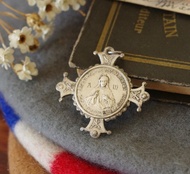 古董銀色浮雕十字架耶穌信仰墜子項鍊 馬爾他 CH260