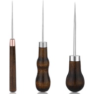 ZXIIXZ 3 Pack Leather Scratch Awl Tool, Awl Tool Sewing with Gourd Shape Wooden Handle for Stitching