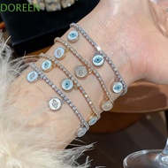 DOREEN Rhinestone Devil's Eye Bangle, Devil's Eye Imitation Shell Devil's Eye Bracelet, Copper Zirco
