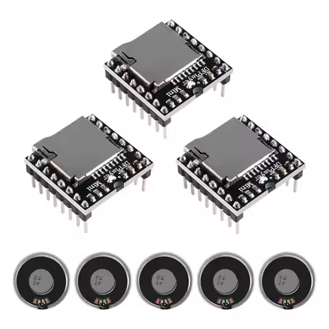 YX5200 DFPlayer Mini MP3 Player Audio Module +2W 8Ohm Round Micro Speaker MP3 Voice Decode Board Sup
