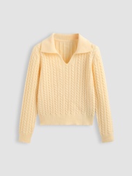 Cider Knit Polo Long Sleeve Top