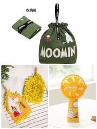 台灣限定🍄Moomin 姆明家族 x 康是美 萬用巾 擦手巾 手提風扇 隨身風扇 束口袋 手提袋 斜背袋 側背袋  掛頸風扇